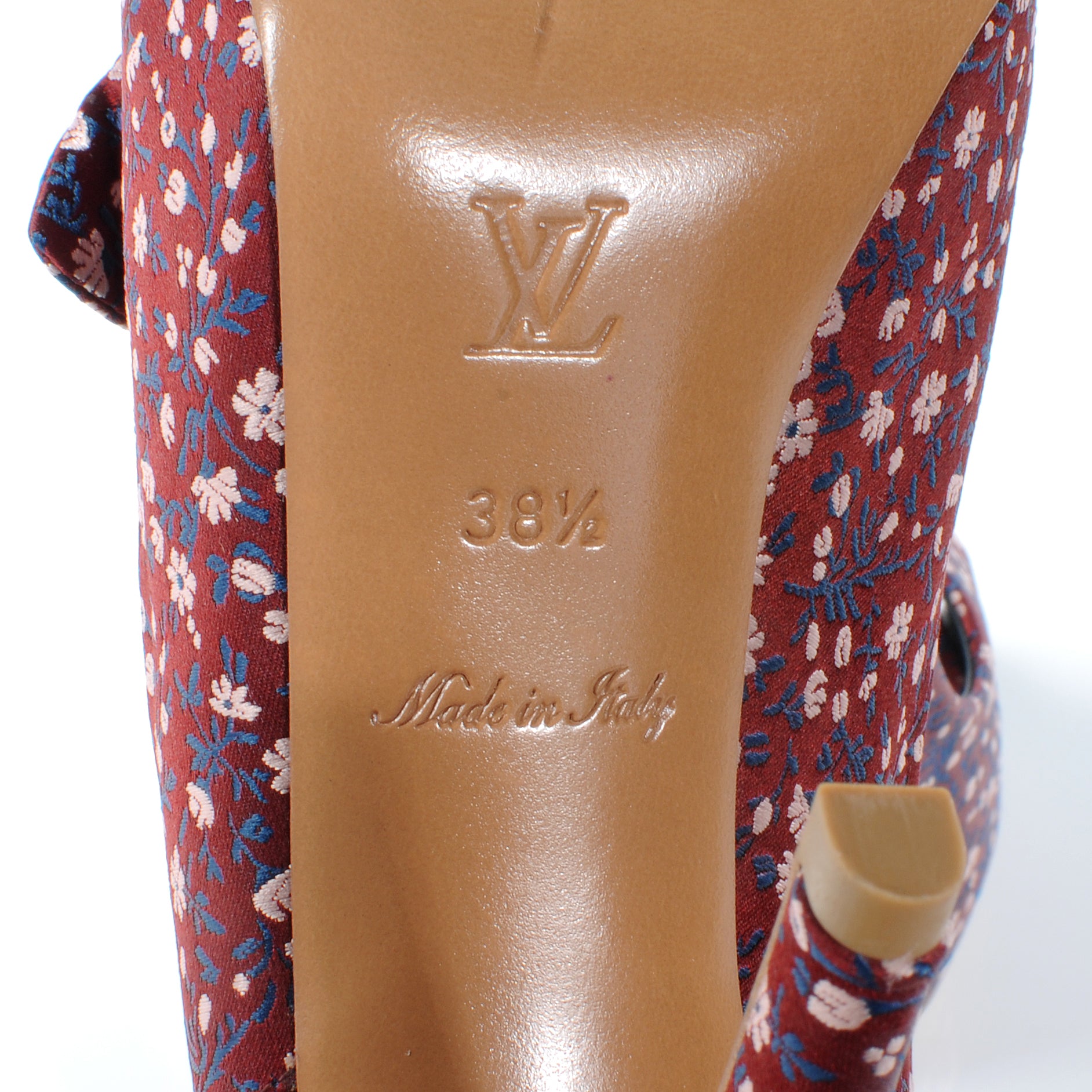 Louis Vuitton Silk Floral Catania Slingback Heels 38.5 6 of 7