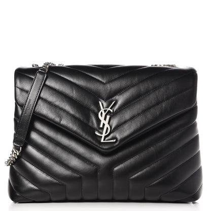 Saint Laurent Calfskin Y Quilted Monogram Medium Loulou Chain Satchel Black 1 of 9
