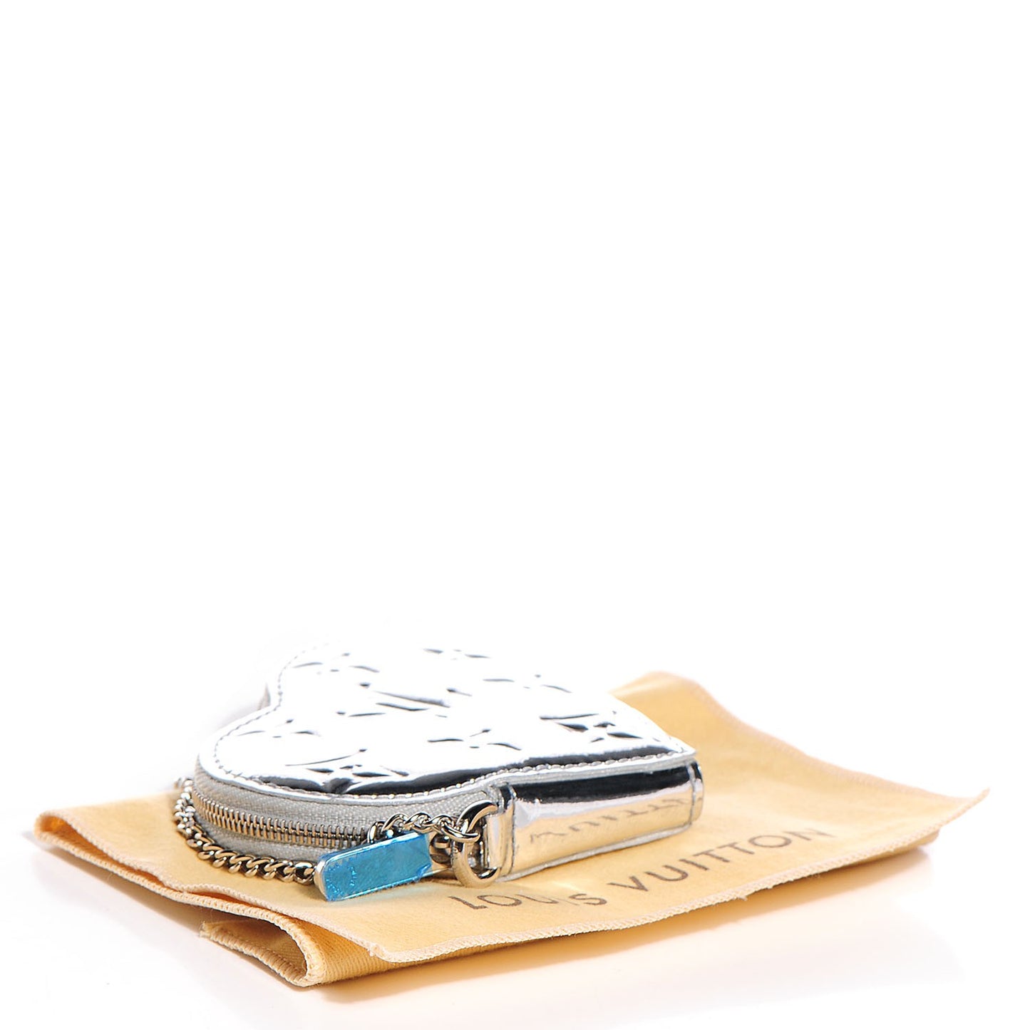 Monogram Miroir Heart Coin Purse Silver