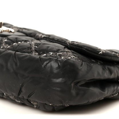 Chanel Nylon Quilted Tweed Stitch Medium Bubble Flap Black Black 11 of 11
