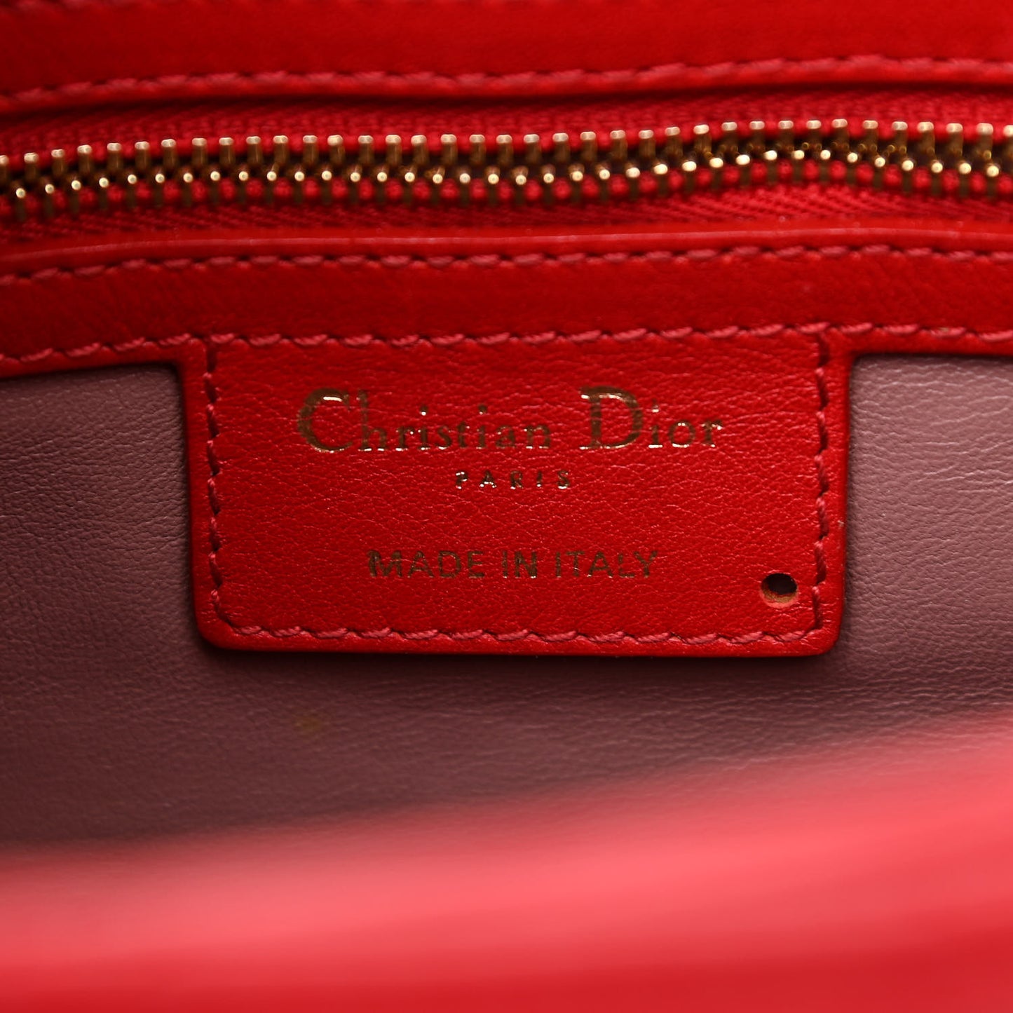 Calfskin Cannage Stitched Medium Diorling Red