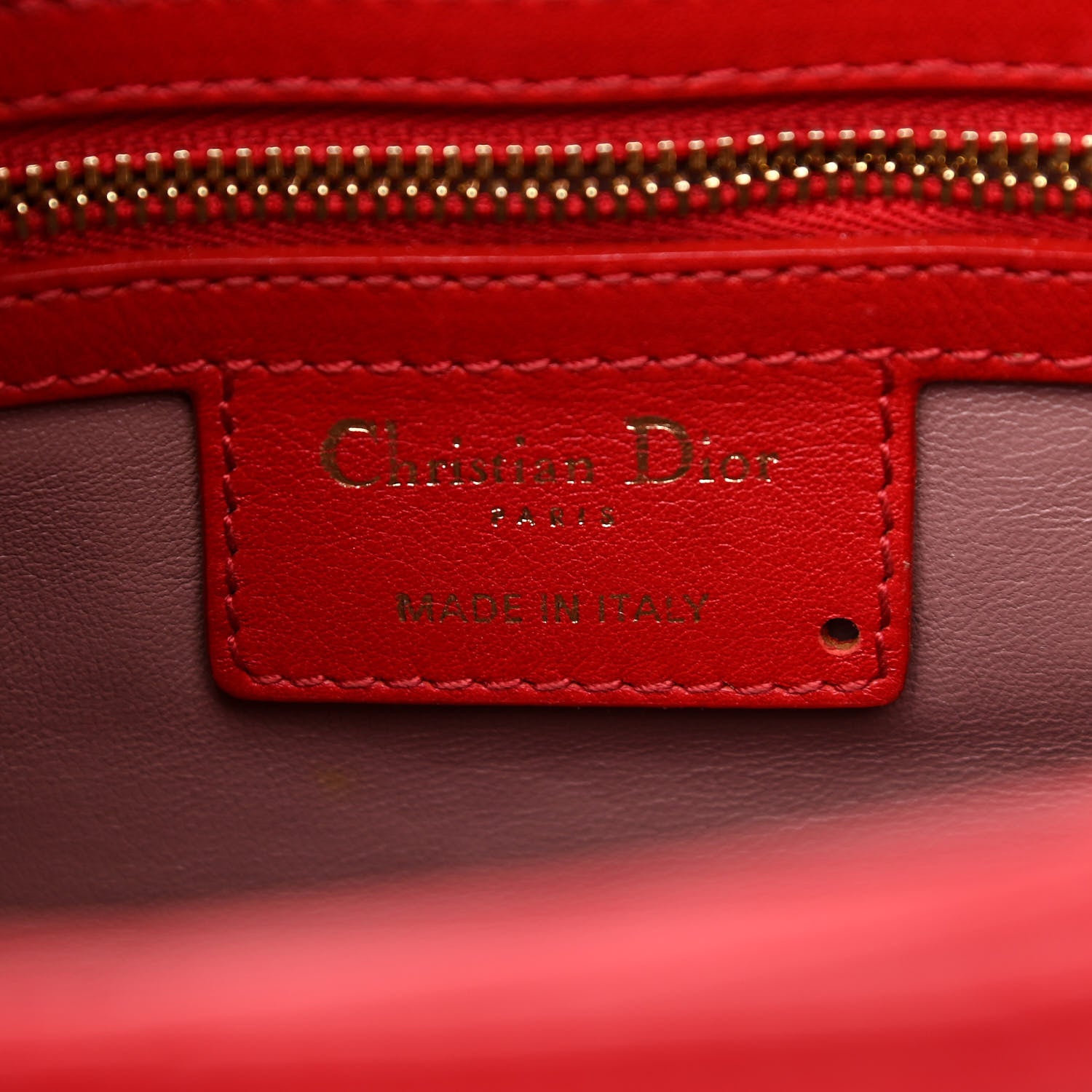 Christian Dior Calfskin Cannage Stitched Medium Diorling Red 5 of 11