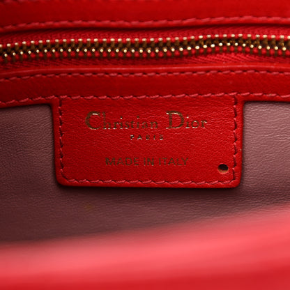 Christian Dior Calfskin Cannage Stitched Medium Diorling Red 5 of 11