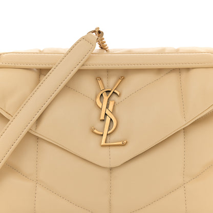 Saint Laurent Lambskin Quilted Small Loulou Puffer Monogram Chain Satchel Jaune Pale 8 of 10
