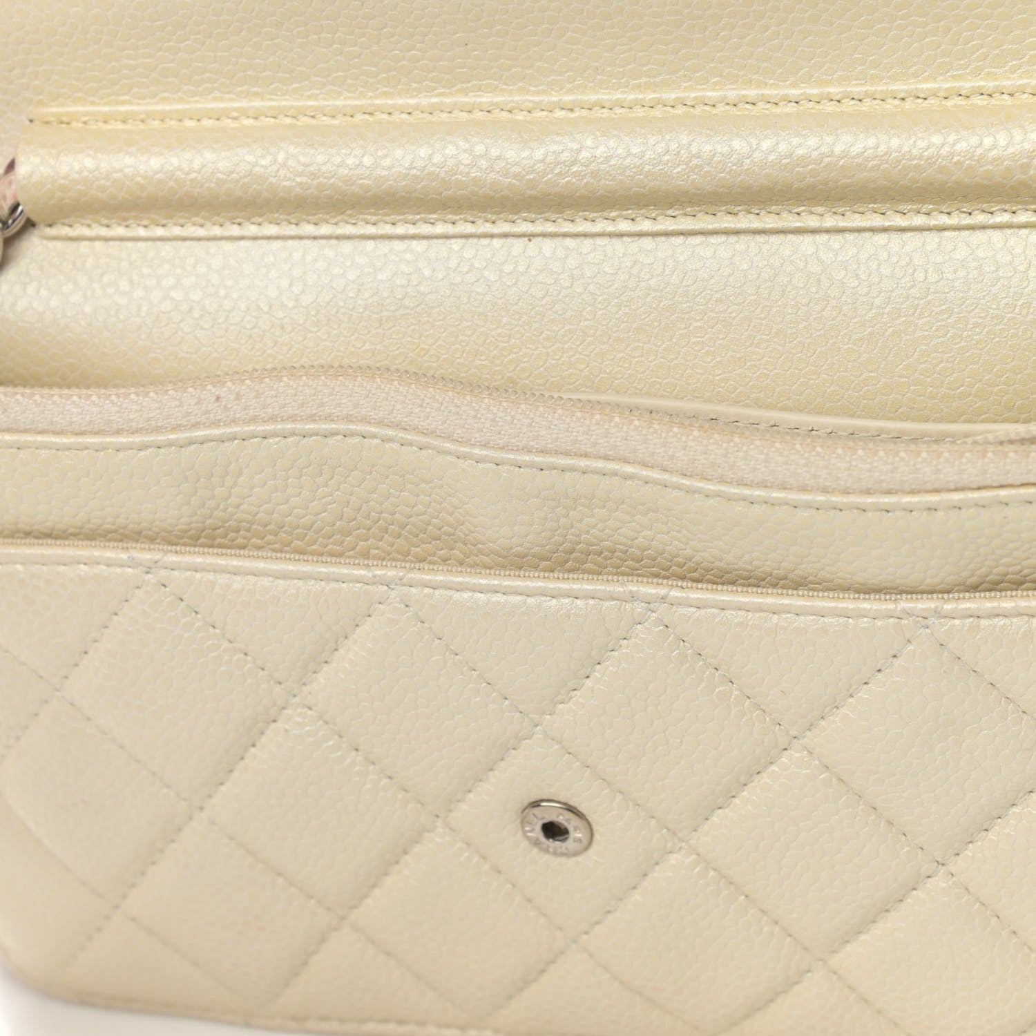 Chanel Iridescent Caviar Quilted Wallet On Chain WOC Ivory 12 of 14