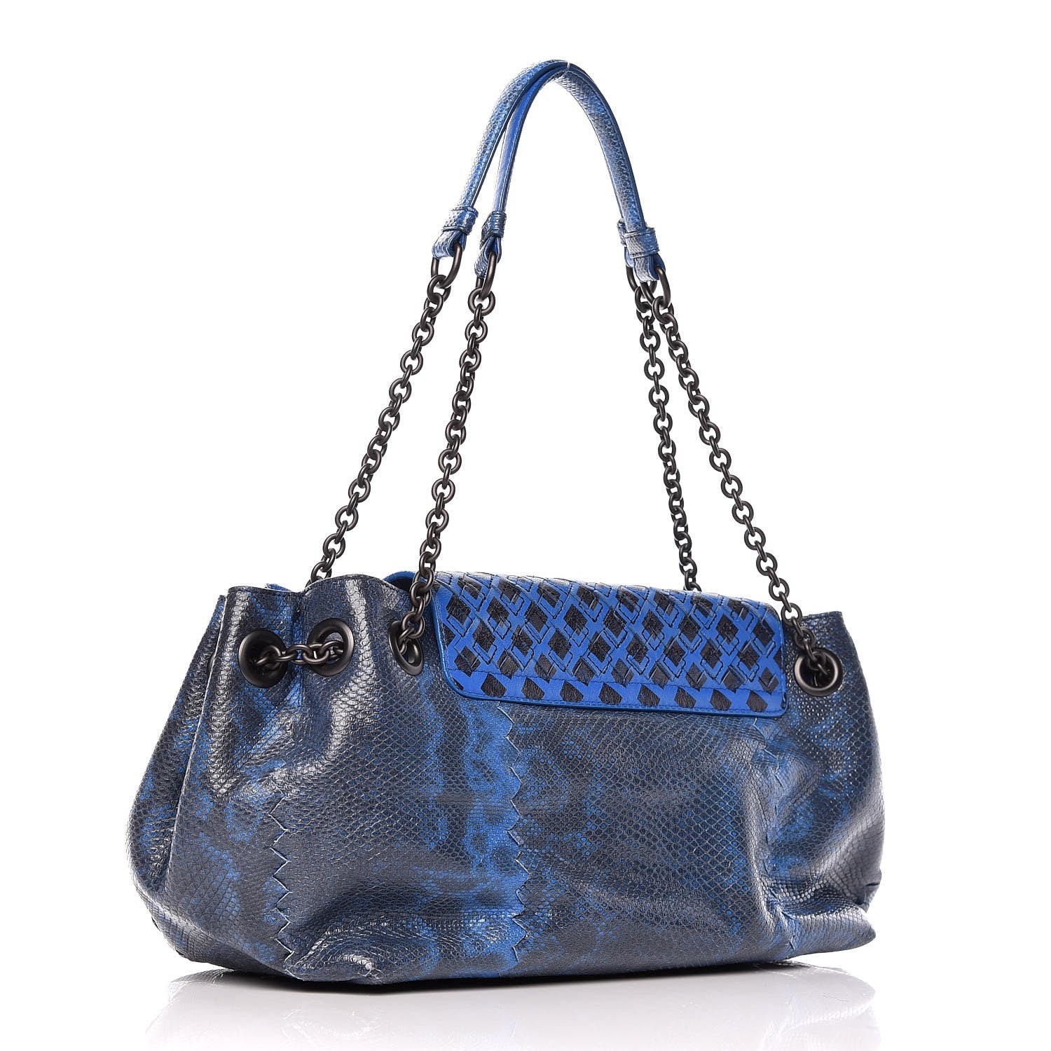 Bottega Veneta Vesuvio Karung Nappa Intrecciato Cravatteria Small Flap Shoulder Bag Bleuette 5 of 12