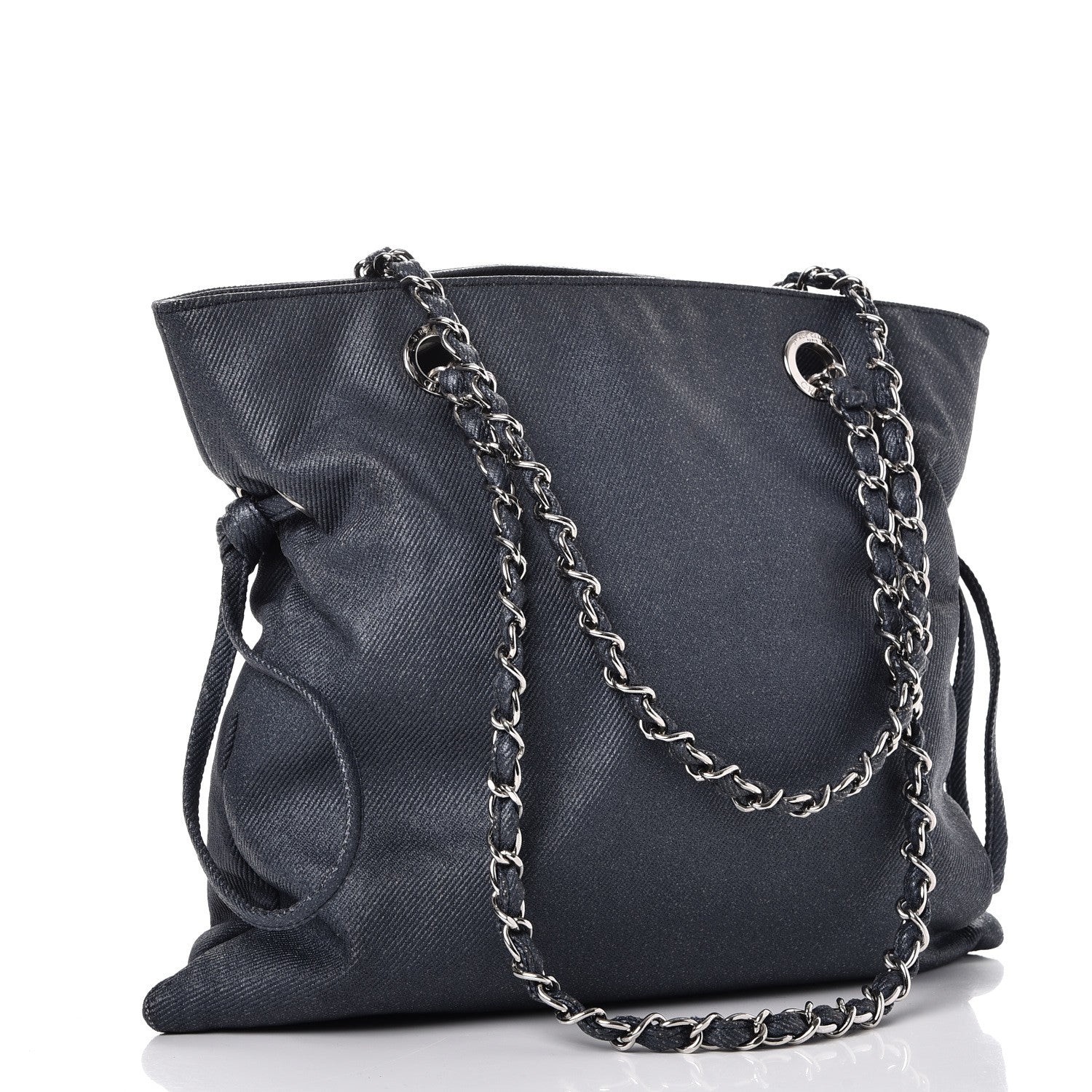 Chanel Denim Small CC Discus Tote Blue 3 of 7