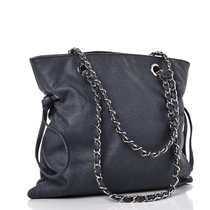 Chanel Denim Small CC Discus Tote Blue 3 of 7