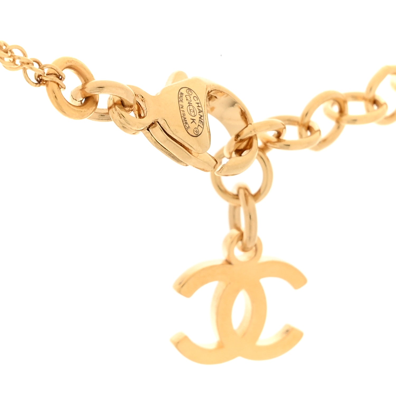 Chanel Metal Lace Resin Glass CC Heart Necklace Gold Black 4 of 5