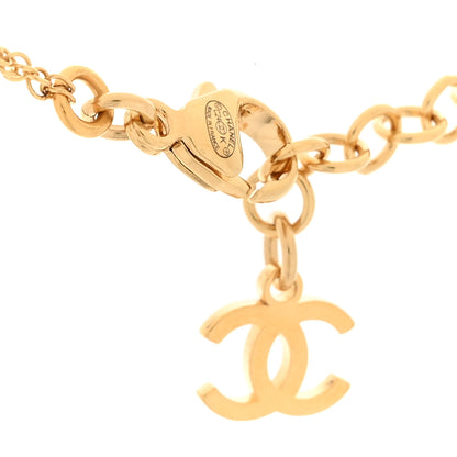 Chanel Metal Lace Resin Glass CC Heart Necklace Gold Black 4 of 5