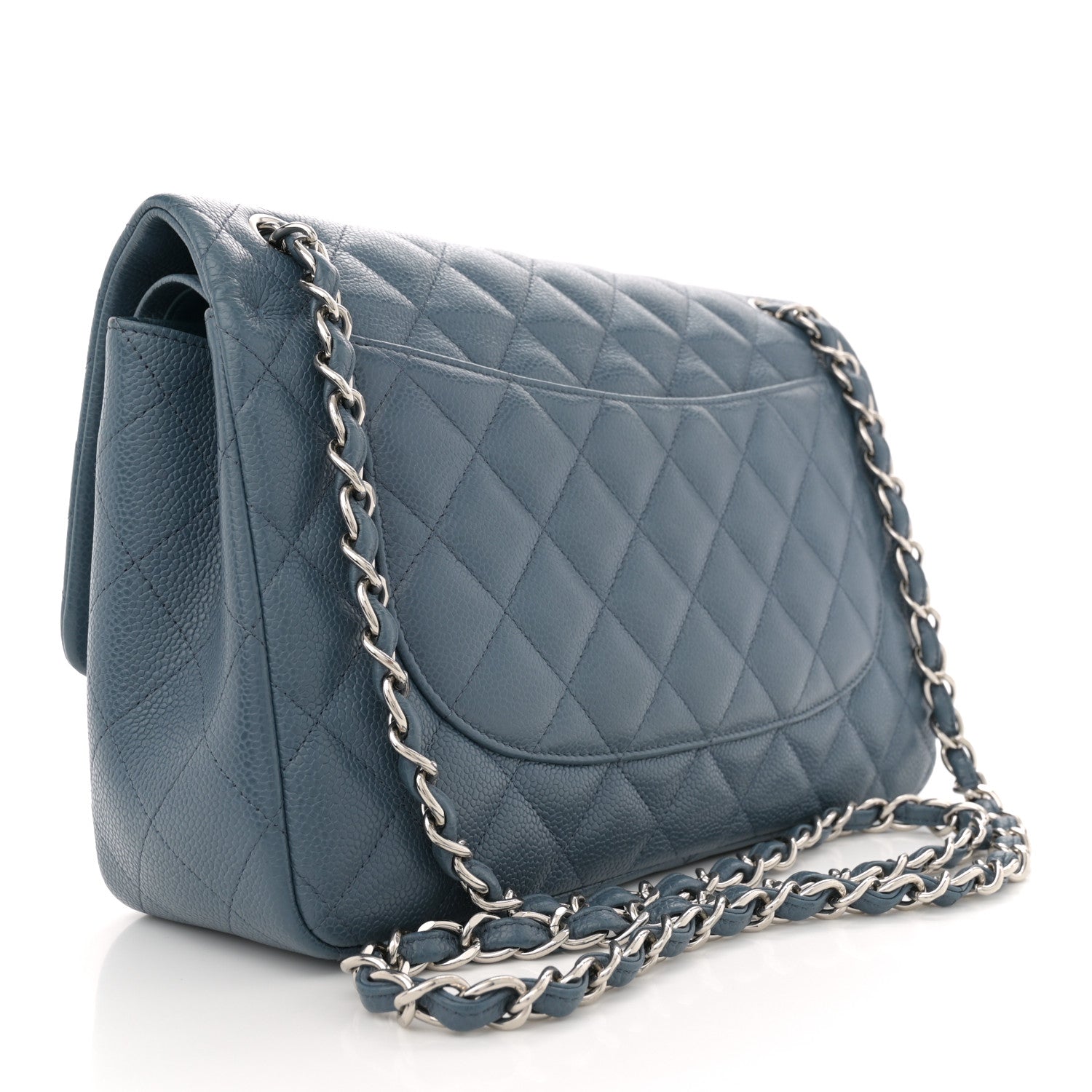 Chanel Caviar Quilted Jumbo Double Flap Blue 3 of 10