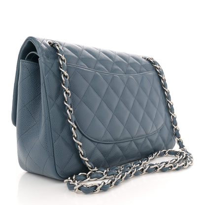 Chanel Caviar Quilted Jumbo Double Flap Blue 3 of 10