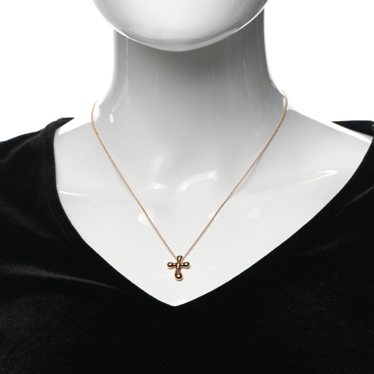 18K Rose Gold 12mm Elsa Peretti Cross Pendant Necklace