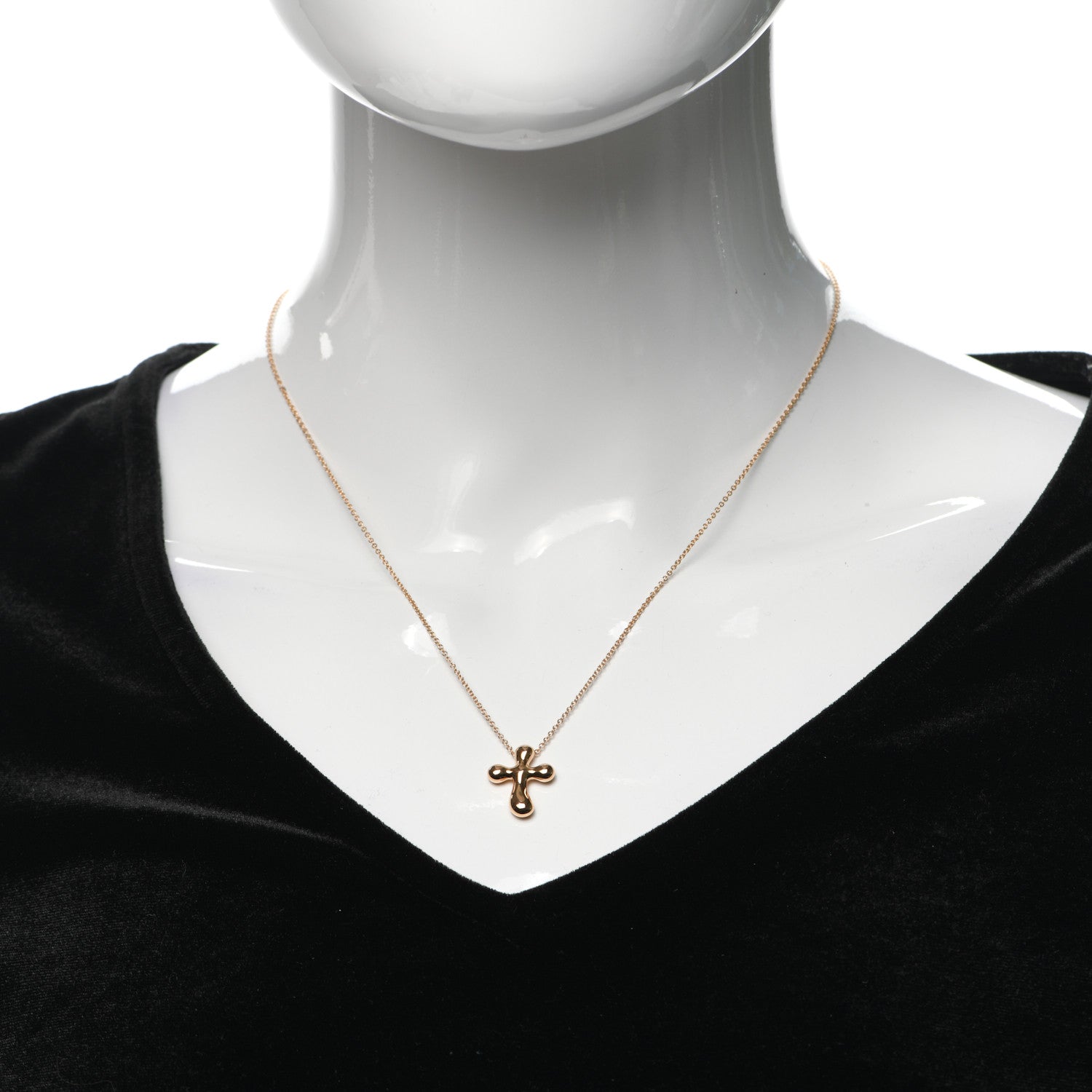 Tiffany 18K Rose Gold 12mm Elsa Peretti Cross Pendant Necklace 2 of 5