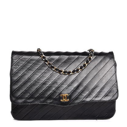 Chanel Lambskin Diagonal Quilted Small Single Flap Black 1 of 12