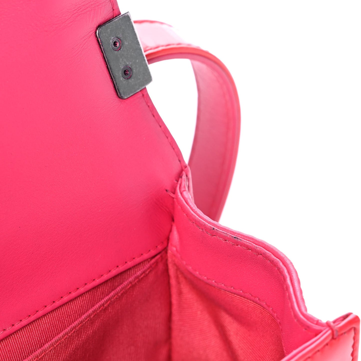 Patent Calfskin Enamel Quilted Medium Boy Flap Dark Pink