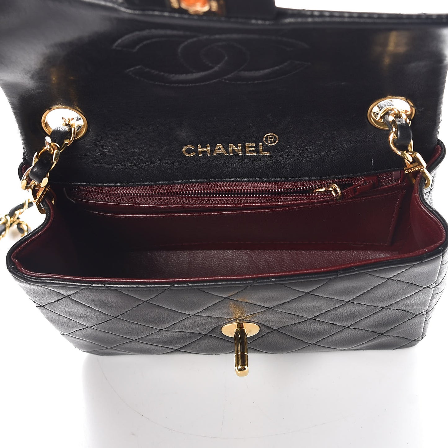 Lambskin Quilted Mini Square Flap Black