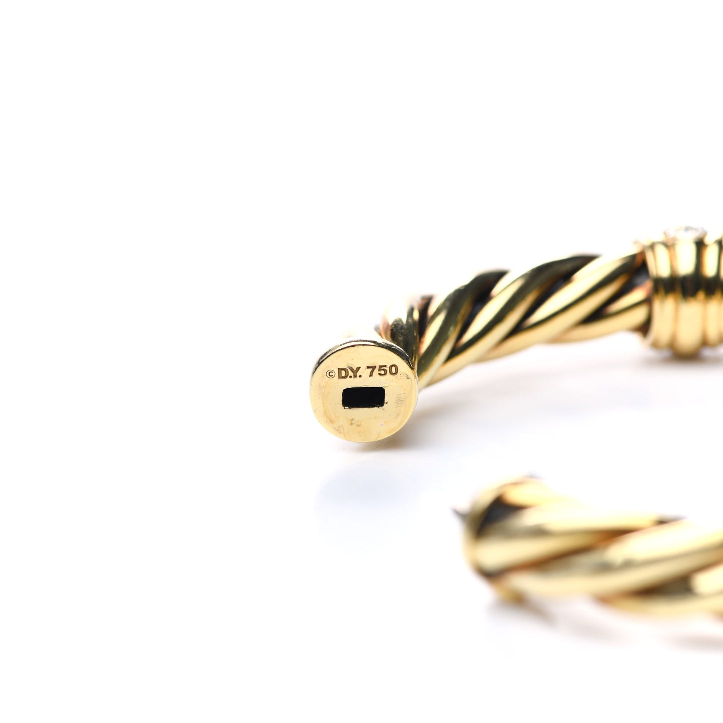 18K Yellow Gold Diamond 10mm Cable Station Hinge Bracelet