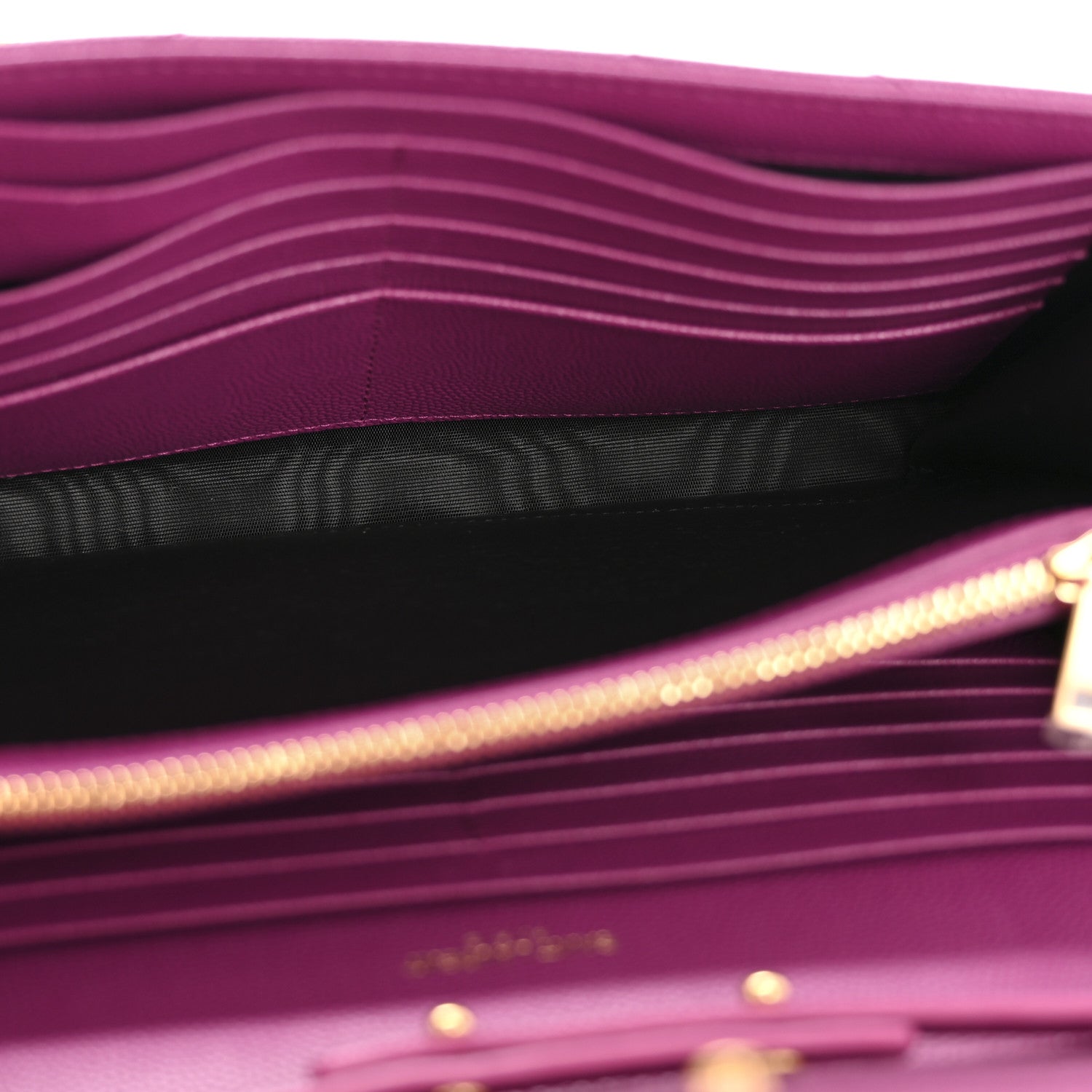 Saint Laurent Grain De Poudre Matelasse Chevron Monogram Chain Wallet Dark Grape 5 of 12