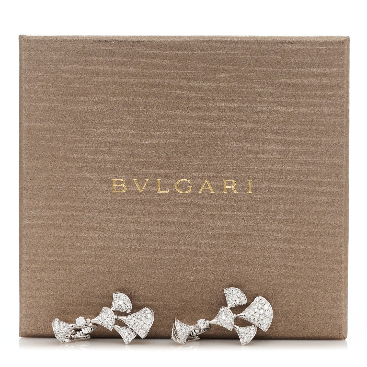 Bulgari 18K White Gold Diamond Divas' Dream Pave Drop Earrings 5 of 5