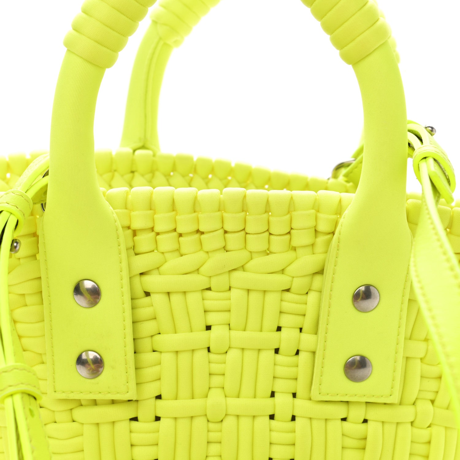Balenciaga Faux Calfskin XXS Bistro Basket Fluo Yellow 1100493