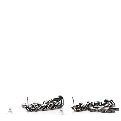Chanel Metal CC Pick Drop Earrings Ruthenium 3 of 5