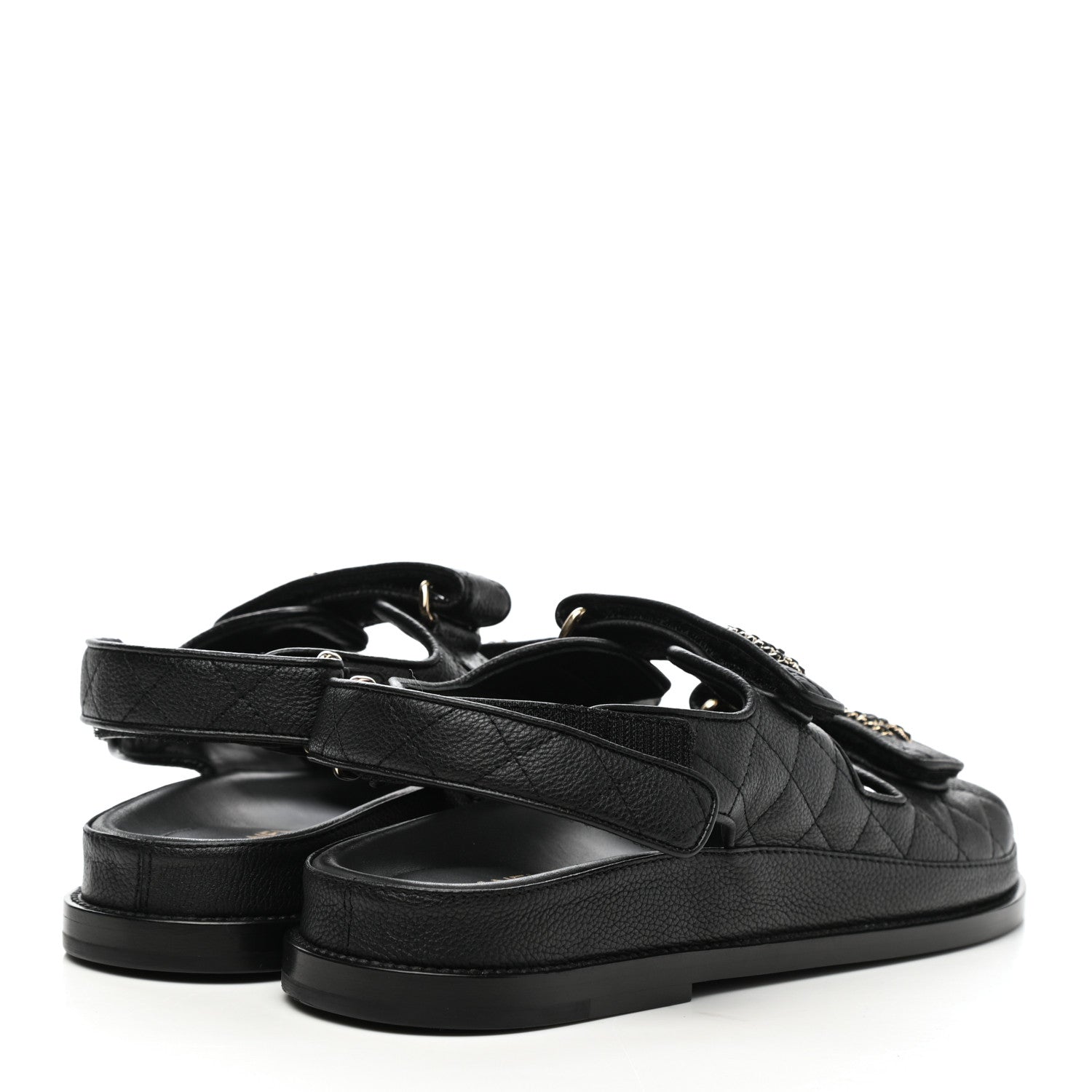 Chanel Grained Calfskin Velcro Dad Sandals 39 Black 4 of 8