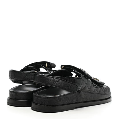 Chanel Grained Calfskin Velcro Dad Sandals 39 Black 4 of 8