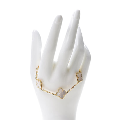 Van Cleef & Arpels 18K Yellow Gold Mother of Pearl 5 Motifs Vintage Alhambra Bracelet 2 of 7