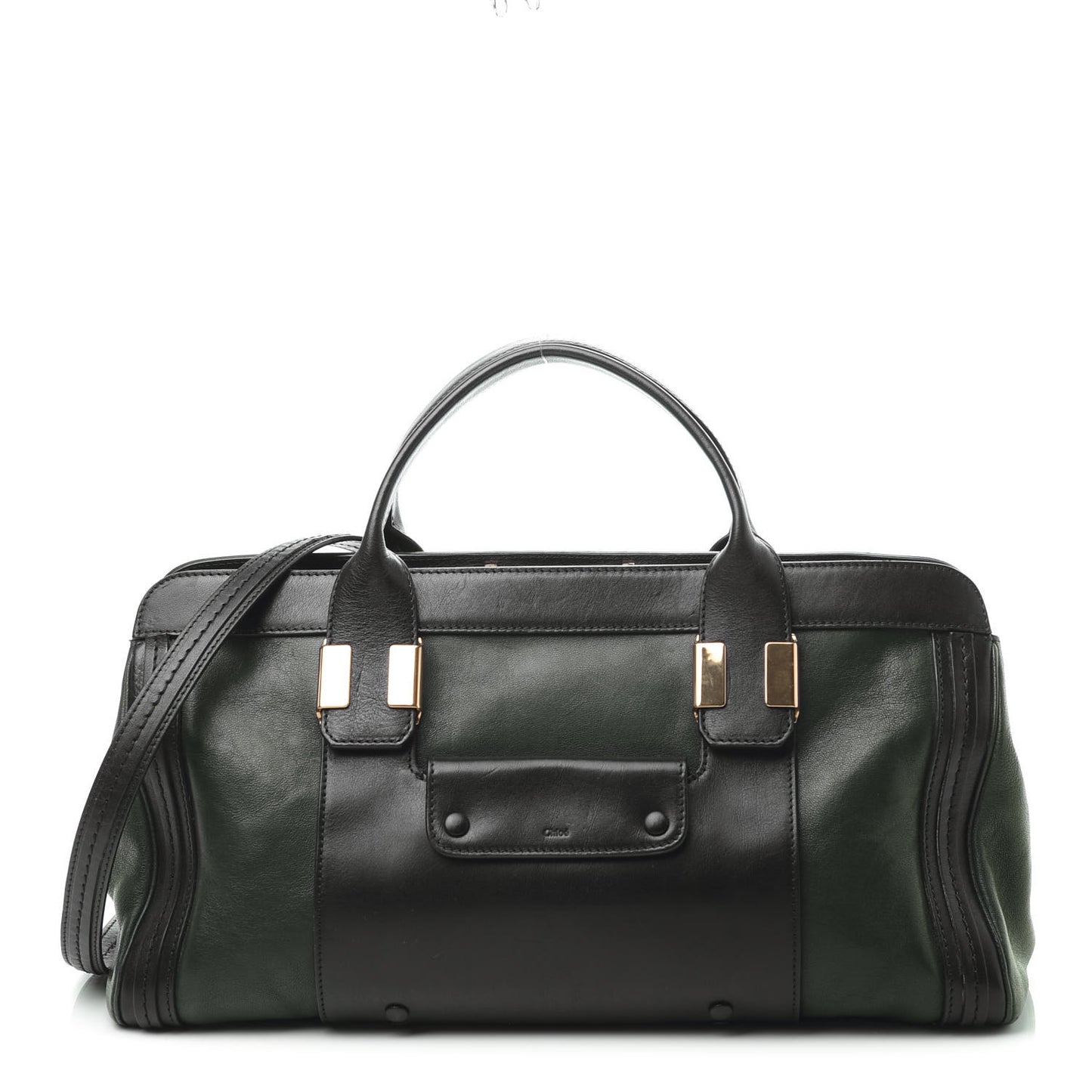 Calfskin Medium Alice Satchel Fir Green Black