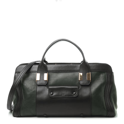 Chloe Calfskin Medium Alice Satchel Fir Green Black 1 of 9
