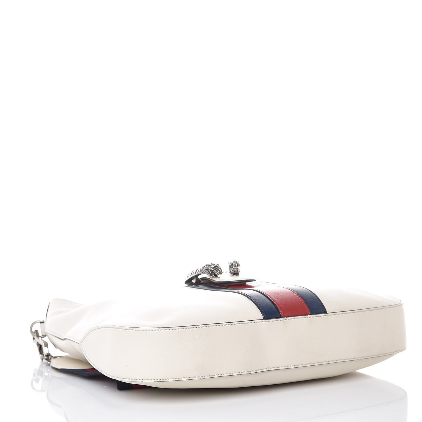 Calfskin Web Stripe Medium Dionysus Hobo White