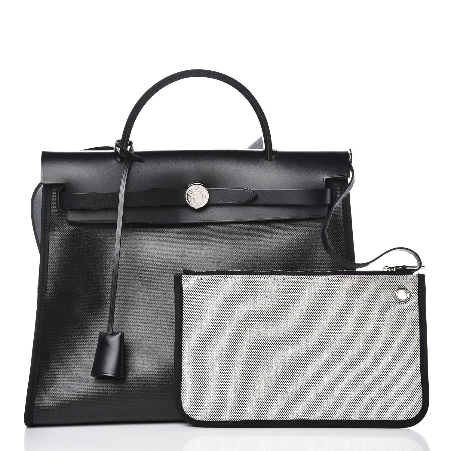 Hermes Toile H Berline Vache Hunter Herbag Zip PM 31 Black Ecru 11 of 12