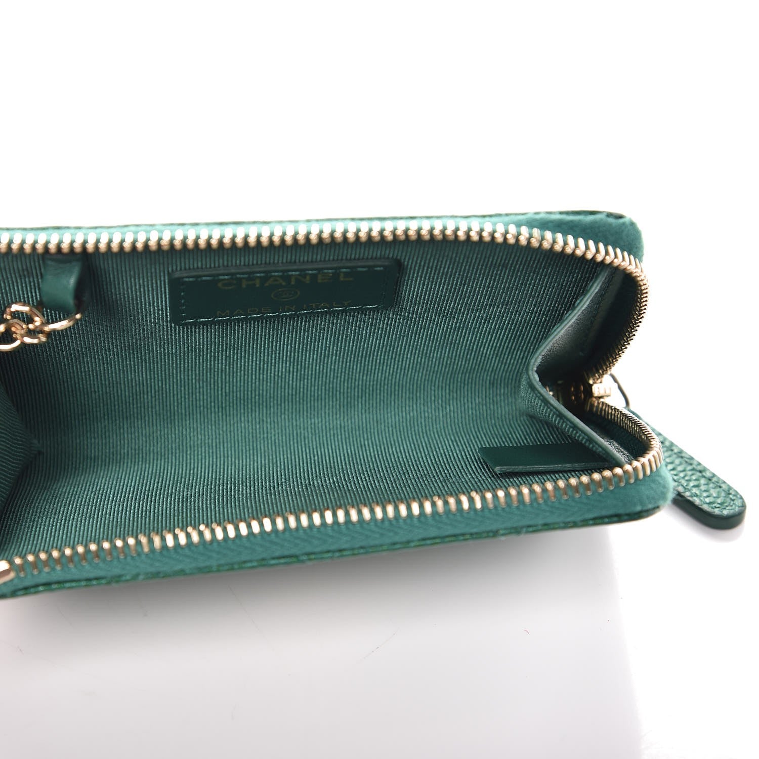 Chanel Metallic Caviar Quilted Key Holder Case Green 5 of 8