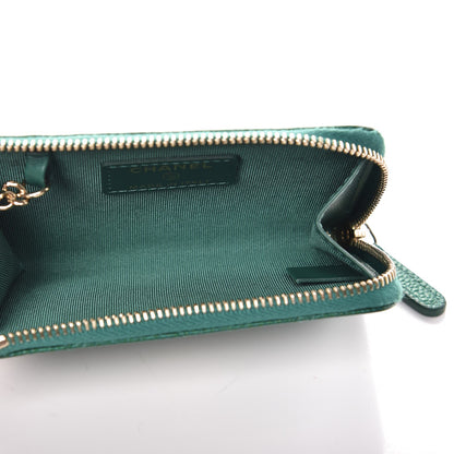 Chanel Metallic Caviar Quilted Key Holder Case Green 5 of 8
