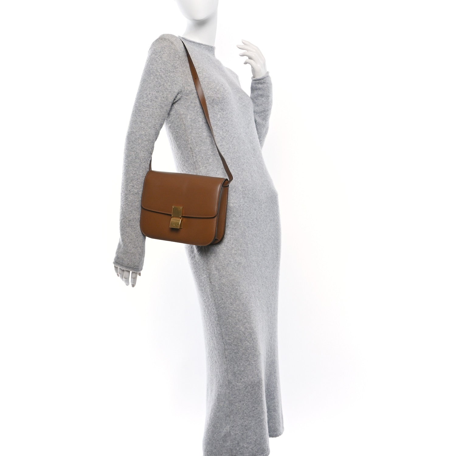 Celine Box Calfskin Medium Classic Box Flap Bag Camel 2 of 9