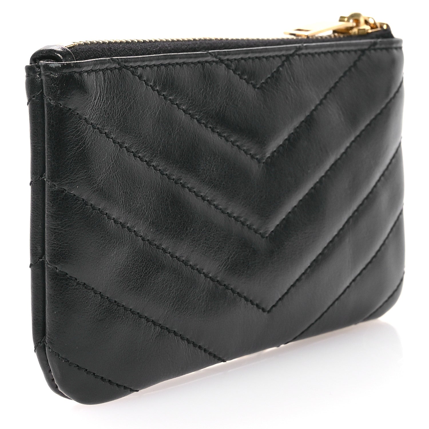Saint Laurent Calfskin Matelasse Monogram Key Pouch Black 3 of 8