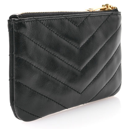 Saint Laurent Calfskin Matelasse Monogram Key Pouch Black 3 of 8