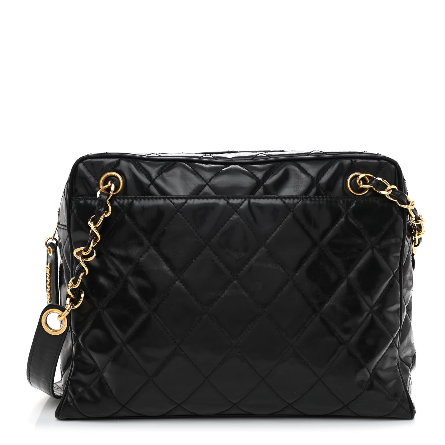 Chanel Patent Quilted Shoulder Bag Black 1 of 10