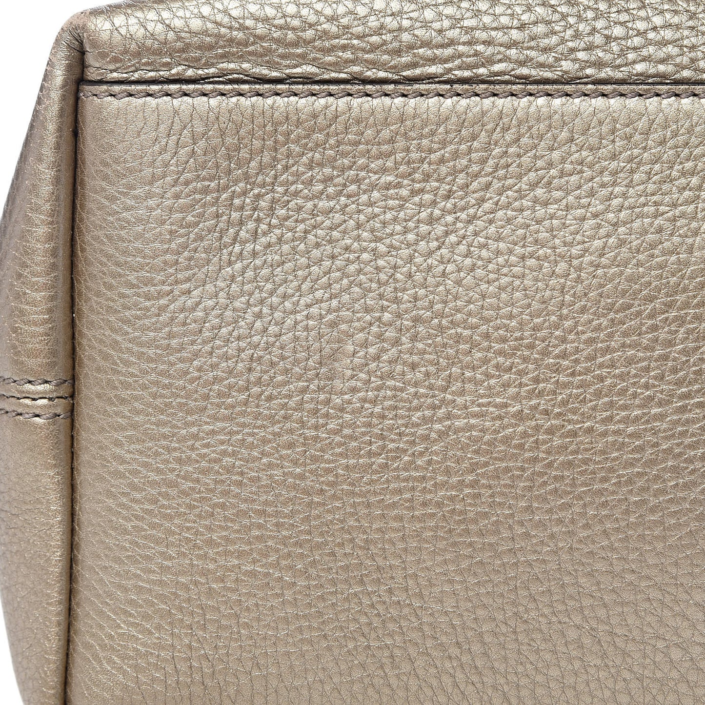Metallic Pebbled Calfskin Medium Soho Chain Shoulder Bag Golden Beige