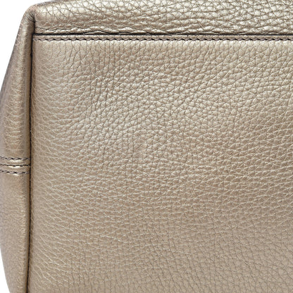 Gucci Metallic Pebbled Calfskin Medium Soho Chain Shoulder Bag Golden Beige 9 of 13