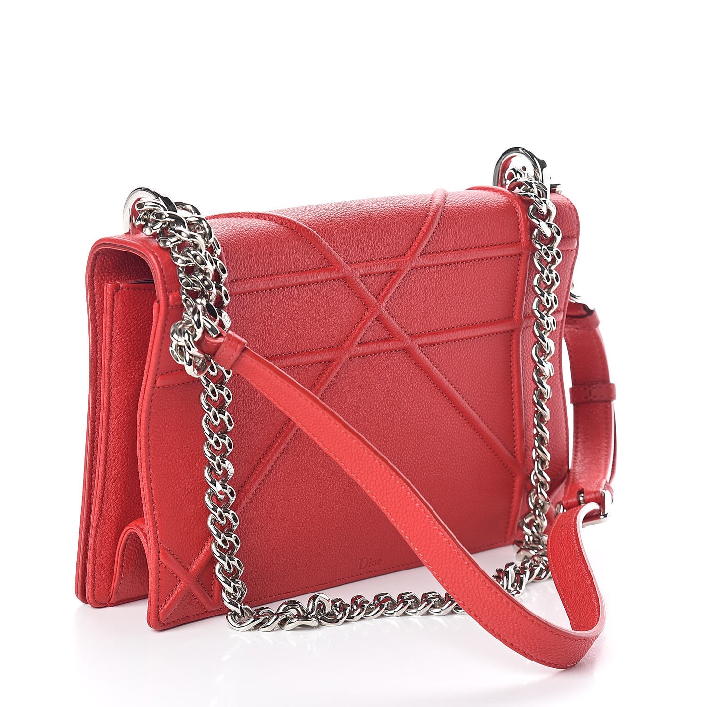 Grained Calfskin Medium Diorama Flap Bag Red