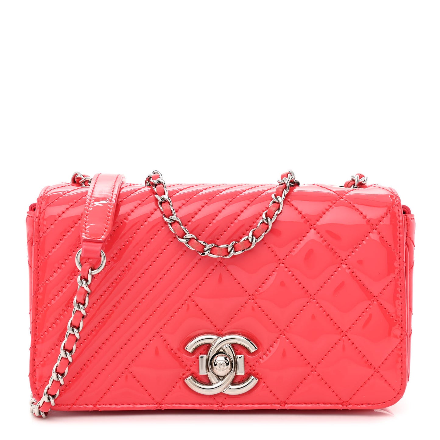 Patent Quilted Small Coco Boy Flap Pink