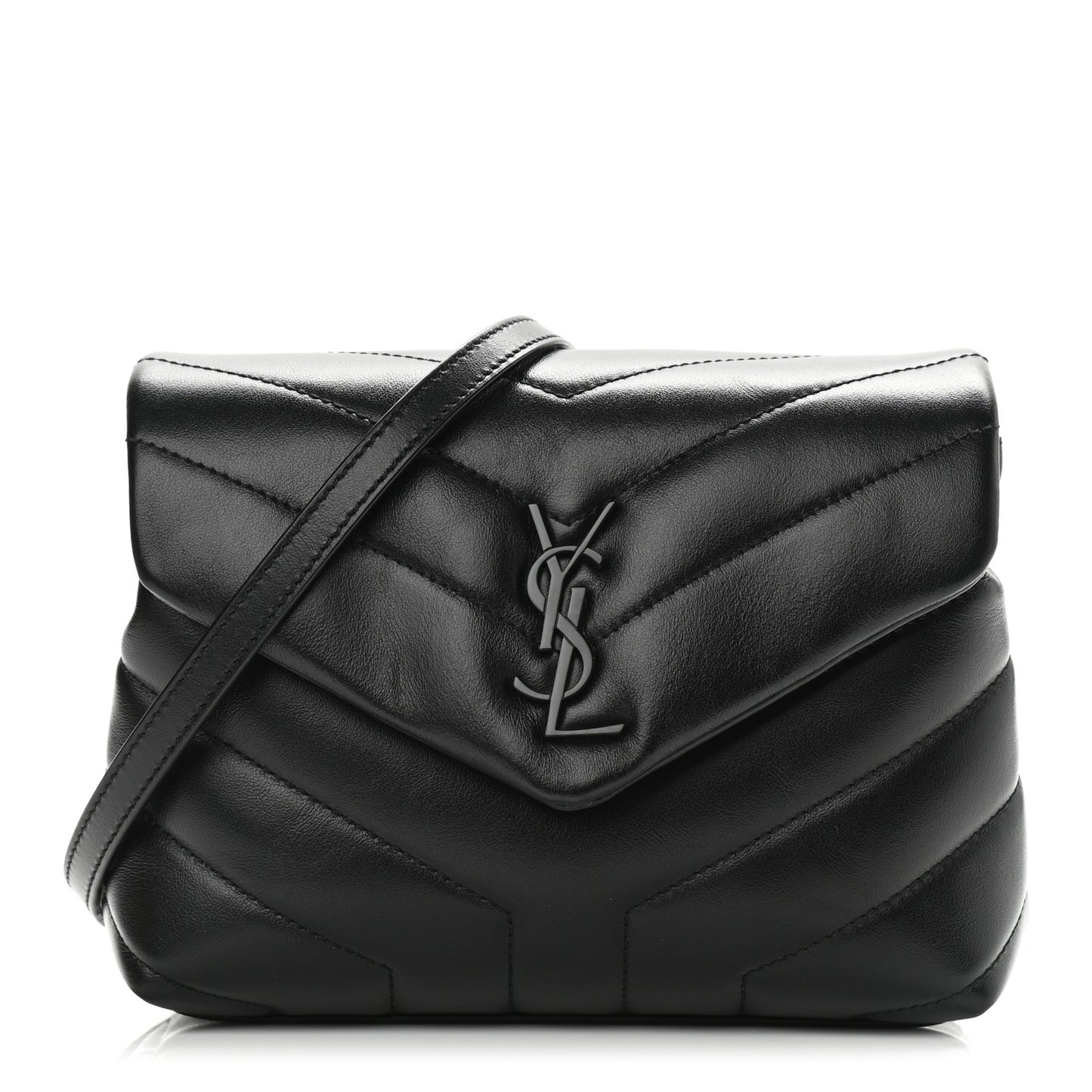 Calfskin Y Quilted Monogram Toy Loulou Crossbody Bag Black