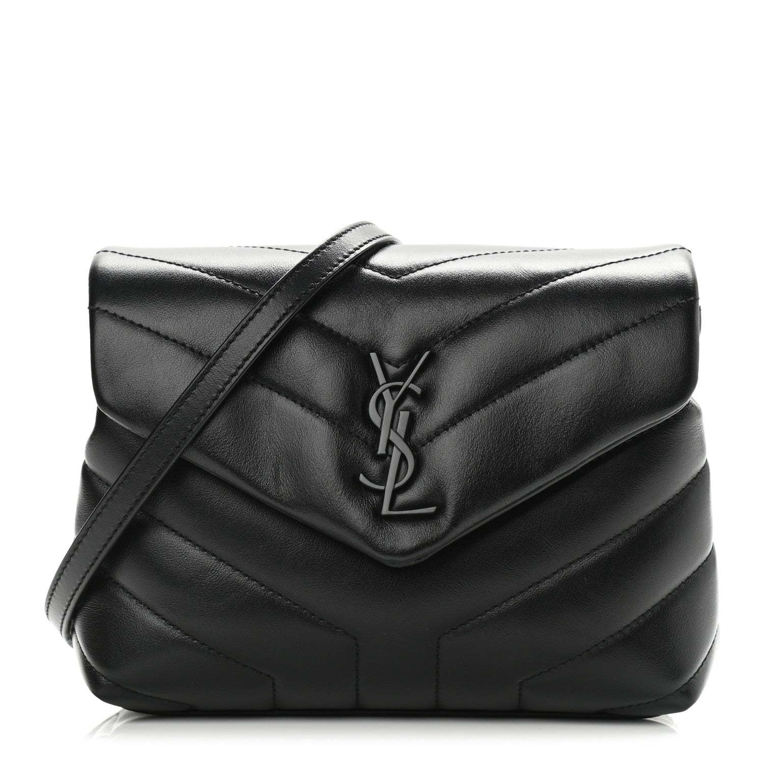 Saint Laurent Calfskin Y Quilted Monogram Toy Loulou Crossbody Bag Black 1 of 10