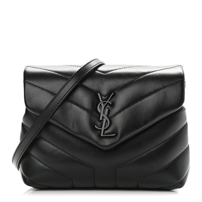 Saint Laurent Calfskin Y Quilted Monogram Toy Loulou Crossbody Bag Black 1 of 10