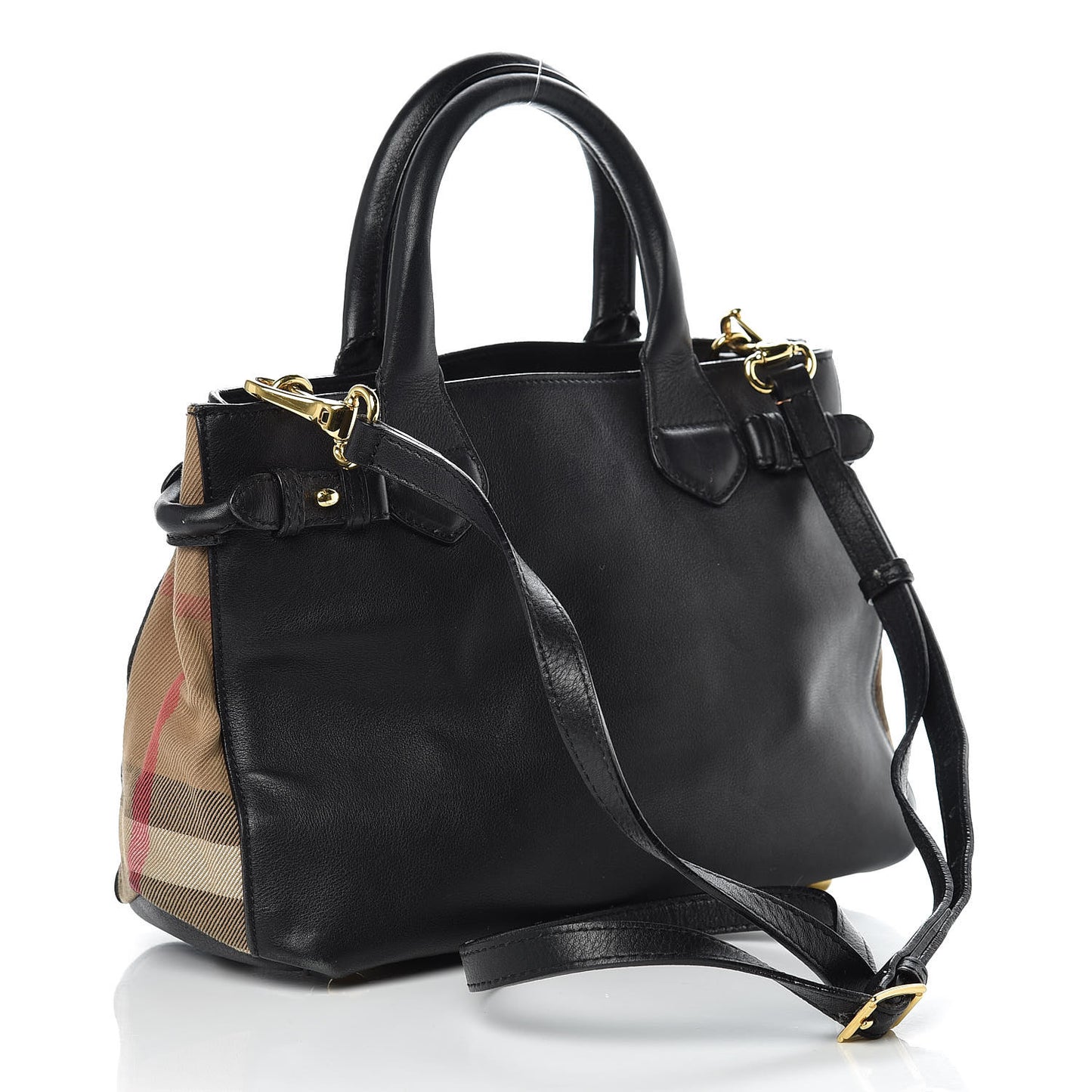 Smooth Calfskin House Check Baby Banner Tote Black