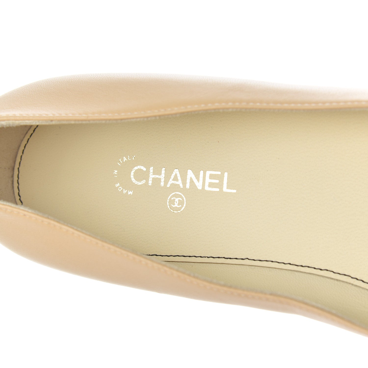 Chanel Lambskin Pearl Bow Ballerina Flats 40 Beige Black 6 of 18