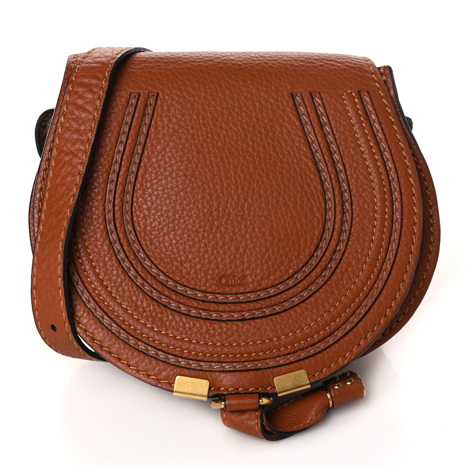 Chloe Grained Calfskin Small Marcie Saddle Bag Tan 1 of 9