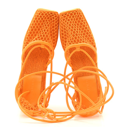 Bottega Veneta Mesh Lambskin Sporty Web Stretch Ankle Tie Espadrilles 39 Tangerine 2 of 14